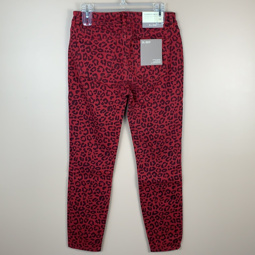 NWT DL1961 red leopard Florence ankle jeans 29 - Picture 5 of 7